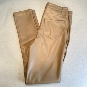 Shinestar Faux Leather Straight Leg Trouser Pant Khaki Tan Women’s Size Large